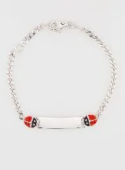 925 Silver Baptism Gourmette to Engrave - 2 Ladybugs