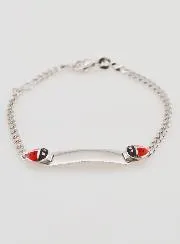 925 Silver Baptism Gourmette to Engrave - 2 Ladybugs