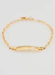 Gold Plated Baby Baptism Bracelet - ID Plate with Heart