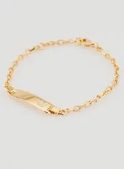Gold Plated Baby Baptism Bracelet - ID Plate with Heart