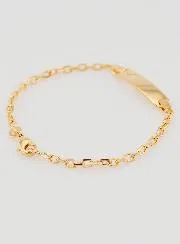 Gold Plated Baby Baptism Bracelet - ID Plate with Heart