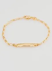 Gold Plated Baby Baptism Bracelet - Online Engraving Plate