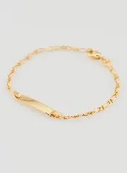 Gold Plated Baby Baptism Bracelet - Online Engraving Plate