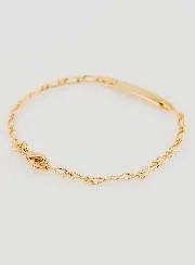 Gold Plated Baby Baptism Bracelet - Online Engraving Plate