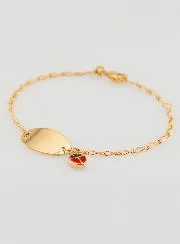 Gold Plated Baby Baptism Curb Chain Bracelet - Ladybug