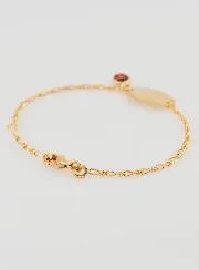Gold Plated Baby Baptism Curb Chain Bracelet - Ladybug