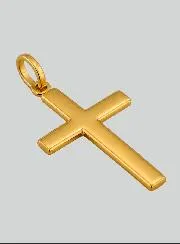 Yellow Solid Gold Flat Wire Cross Pendant