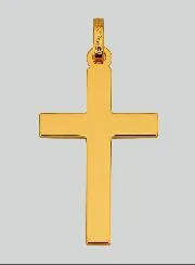 Yellow Solid Gold Flat Wire Cross Pendant