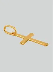 Yellow Solid Gold Small Flat Wire Cross Pendant