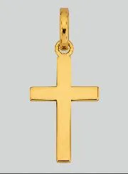 Yellow Solid Gold Small Flat Wire Cross Pendant