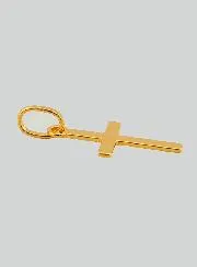 Yellow Solid Gold Small Flat Wire Cross Pendant