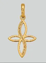 Openwork Yellow Solid Gold Cross with Zircons