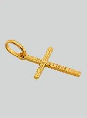 Solid Yellow Gold Cross Pendant with Pattern