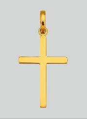 Solid Yellow Gold Cross Pendant with Pattern