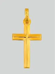 Yellow Solid Gold Relief Wire Cross Pendant