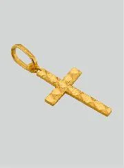 Yellow Solid Gold Zircons and Striated Cross Pendant
