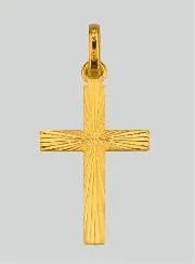Yellow Solid Gold Zircons and Striated Cross Pendant