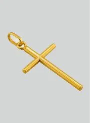 375 Yellow Gold Round Wire Cross Pendant