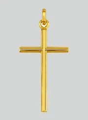 375 Yellow Gold Round Wire Cross Pendant