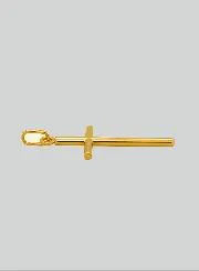 375 Yellow Gold Round Wire Cross Pendant