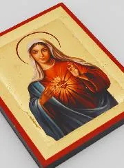 Handmade Byzantine Serigraphy Icon Immaculate Heart of Mary - 13 cm