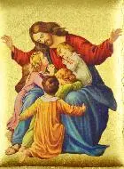 Jesus Christ with Children Handmade Icon
