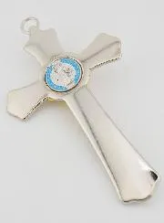Saint Benedict Silver Metal Cross - 20 cm