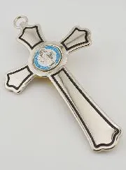 Saint Benedict Silver Metal & Medal Cross - 20 cm