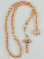 Light Brown Wooden Rosary Saint Benedict