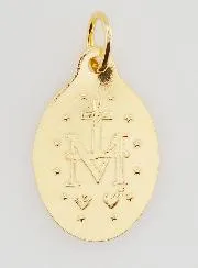 Miraculous Medal Plated With 24 Carat Gold - 25 mm