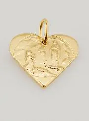 Our Lady of Lourdes Golden Heart Shape Medal in 24 Carats Gold