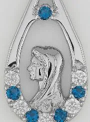 Virgin Mary Drop Pendant - Rhinestone Diamond & Silver