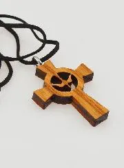 Holy Spirit Wood Cross Pendant