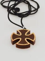 Square Wood Cross Pendant