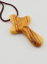 Olive Wood First Communion Cross Pendant