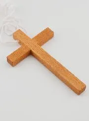 Communion Wood Cross Pendant with Cord