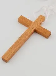 Communion Wood Cross Pendant with Cord