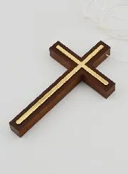 Communion Golden Wood Cross Pendant