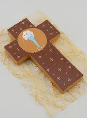 Baptism Water Child Brown Cross - 12 cm