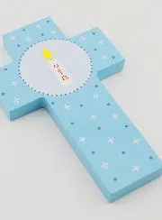 Alpha Omega Candle Child Cross - Blue