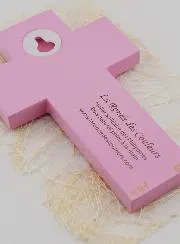 Alpha Omega Candle Child Cross - Pink