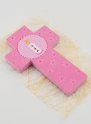 Baptism Candle Child Cross - Pink