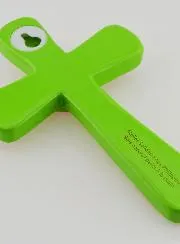Pink Heart & Green Child Cross - 15 cm