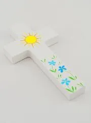 Child Wood Cross - Sun & Flowers
