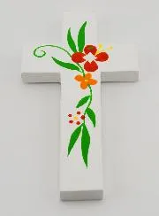 Wood Cross - Spring Flowers