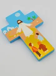 Child Wood Cross - Jesus Christ and the Children