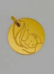 Virgin Mary with Baby Jesus Gold Baptismal Medal