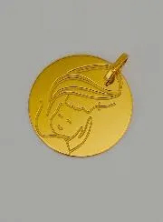 Virgin Mary with Baby Jesus Gold Baptismal Medal