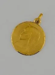 Virgin with Veil Gold Baptismal Medal