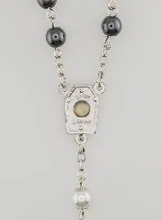 Lourdes Rosary with Black and White Pearls - Lourdes Water Medal